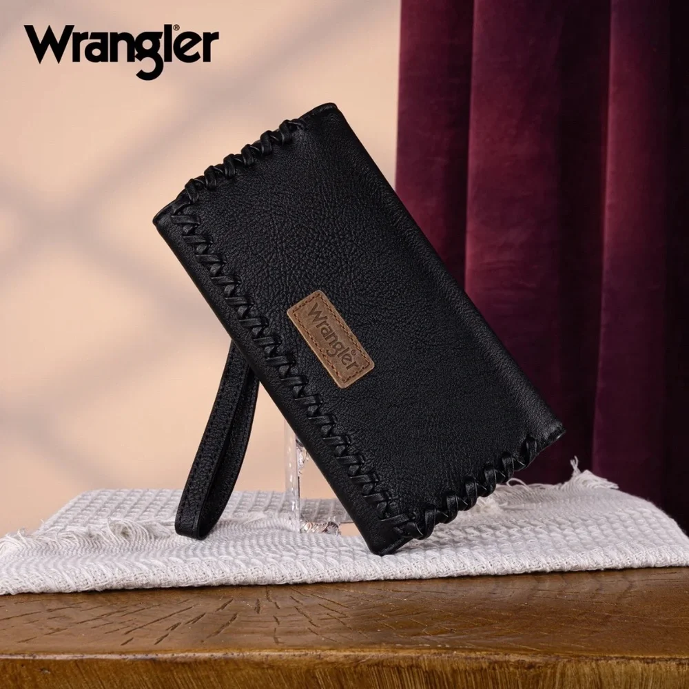 Wrangler Whipstitch Wristlet Wallet Black
